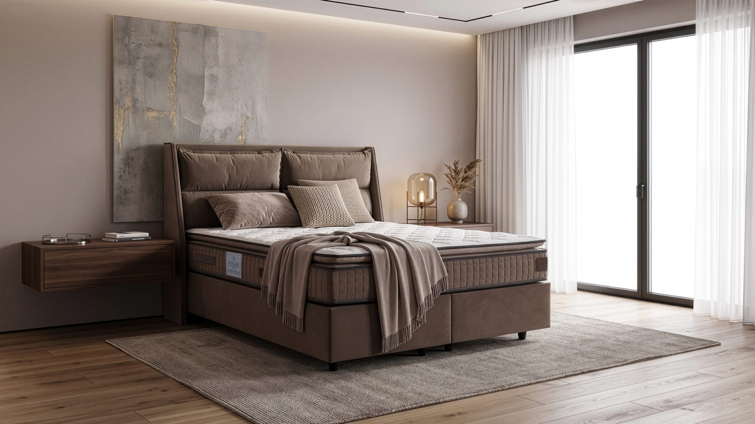 nefeli-brown Κρεβάτι Nefeli Brown Velvet - Image 1