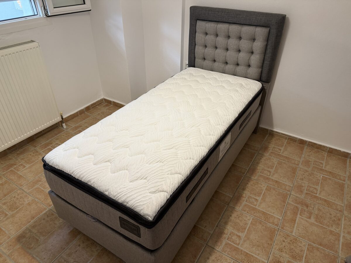 Κρεβάτι Ariadni 90 x 200 Grey Linen (μαζί με στρώμα) - Image 3